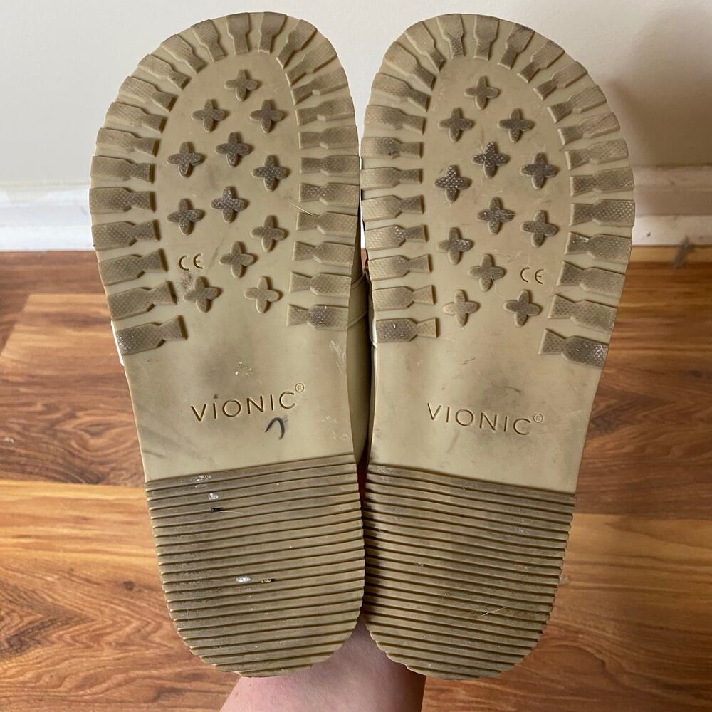 VIONIC Georgie Chain Detail Mule Clog Cream Leather Size 7.5 - Picture 10 of 11